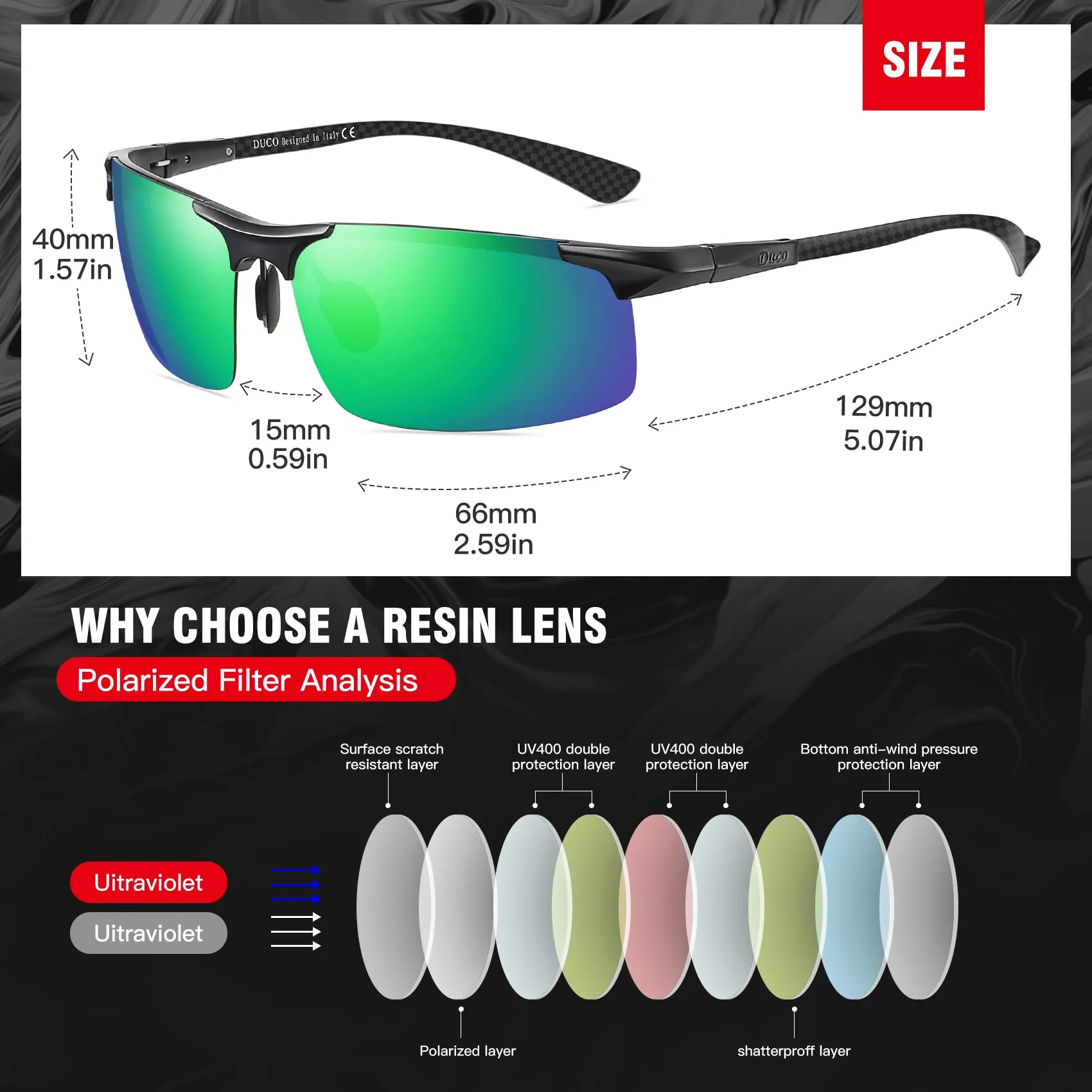 DUCO Men's Sports Polarized Driving Sunglasses for Men DC8277