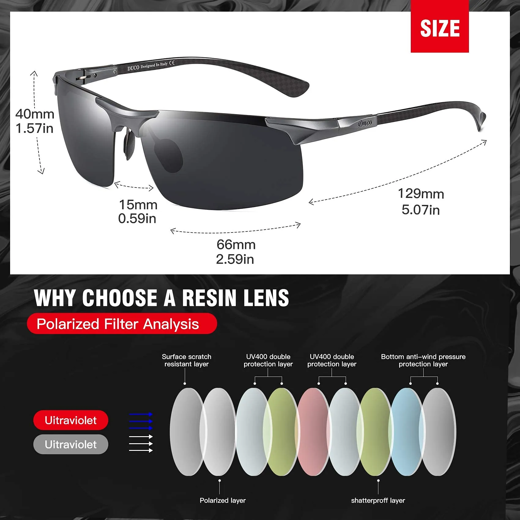 DUCO Men's Sports Polarized Driving Sunglasses for Men DC8277