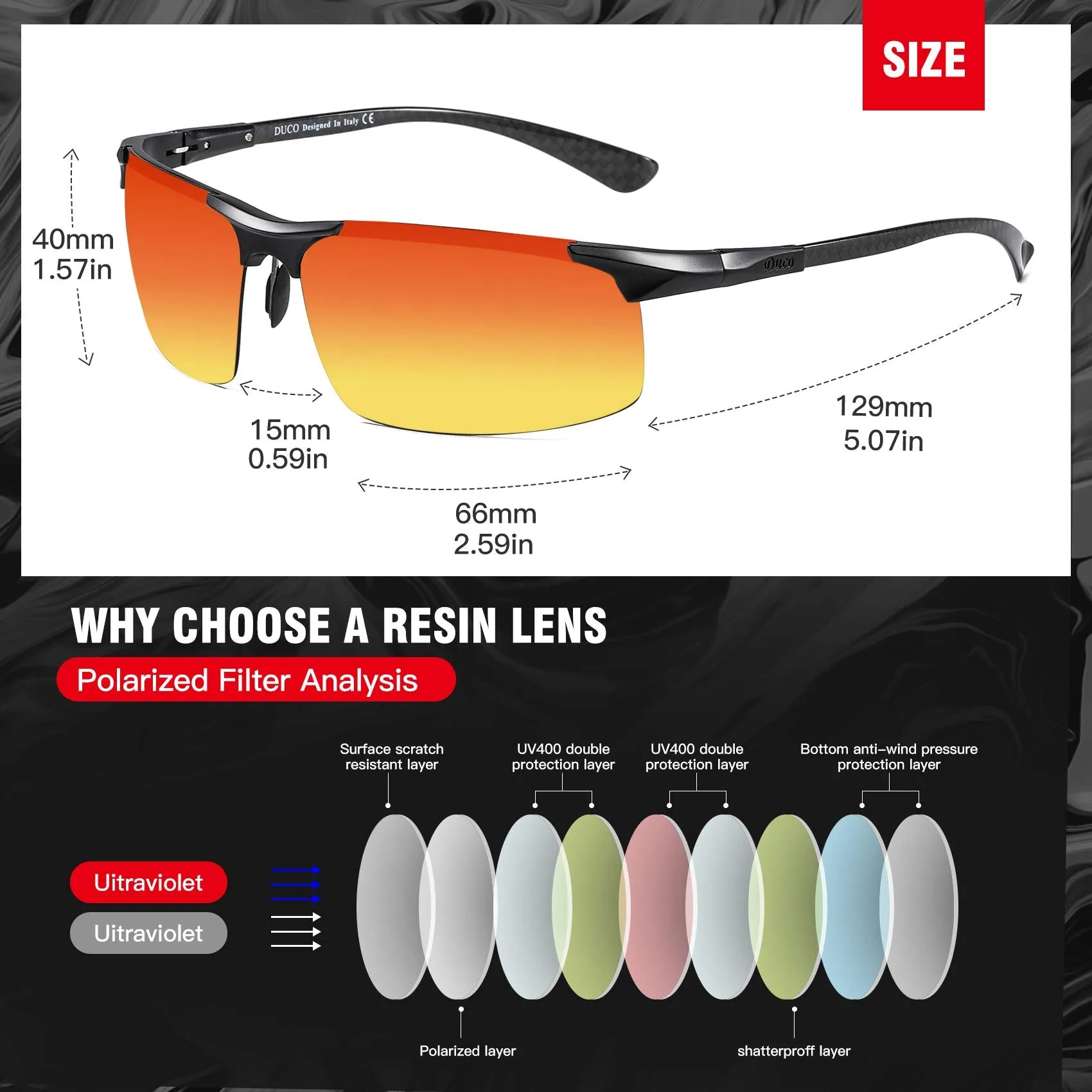 DUCO Men's Sports Polarized Driving Sunglasses for Men DC8277