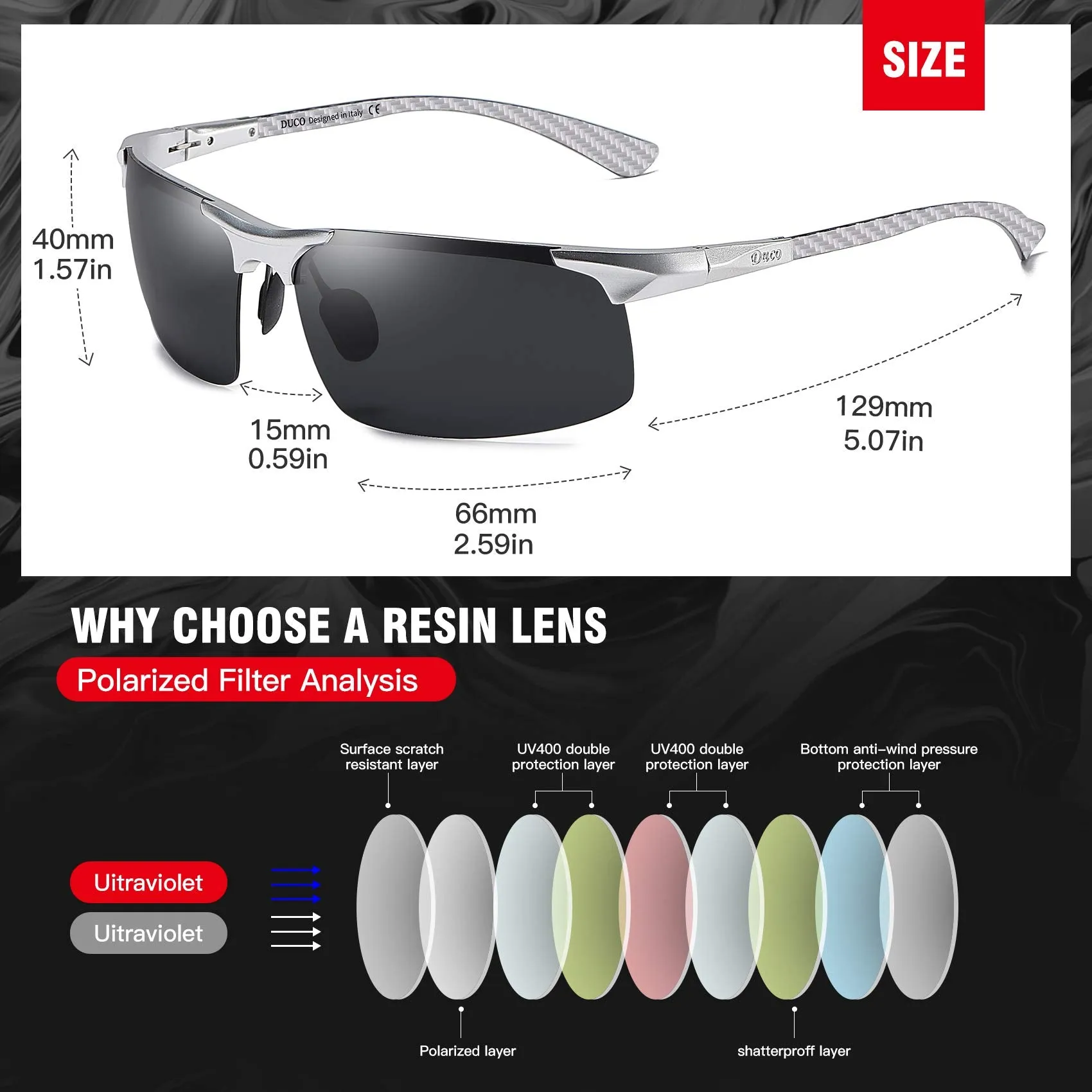 DUCO Men's Sports Polarized Driving Sunglasses for Men DC8277