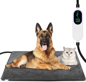 ENJOY PET Pet Heating Pad, Dog Heating Pad with 13 Level Timer and 9 Level Temperature, Indoor Heating Pads for Cats Dogs with Chew Resistant Cord, Long-Time Working Pet Heated Mat, Auto Power Off