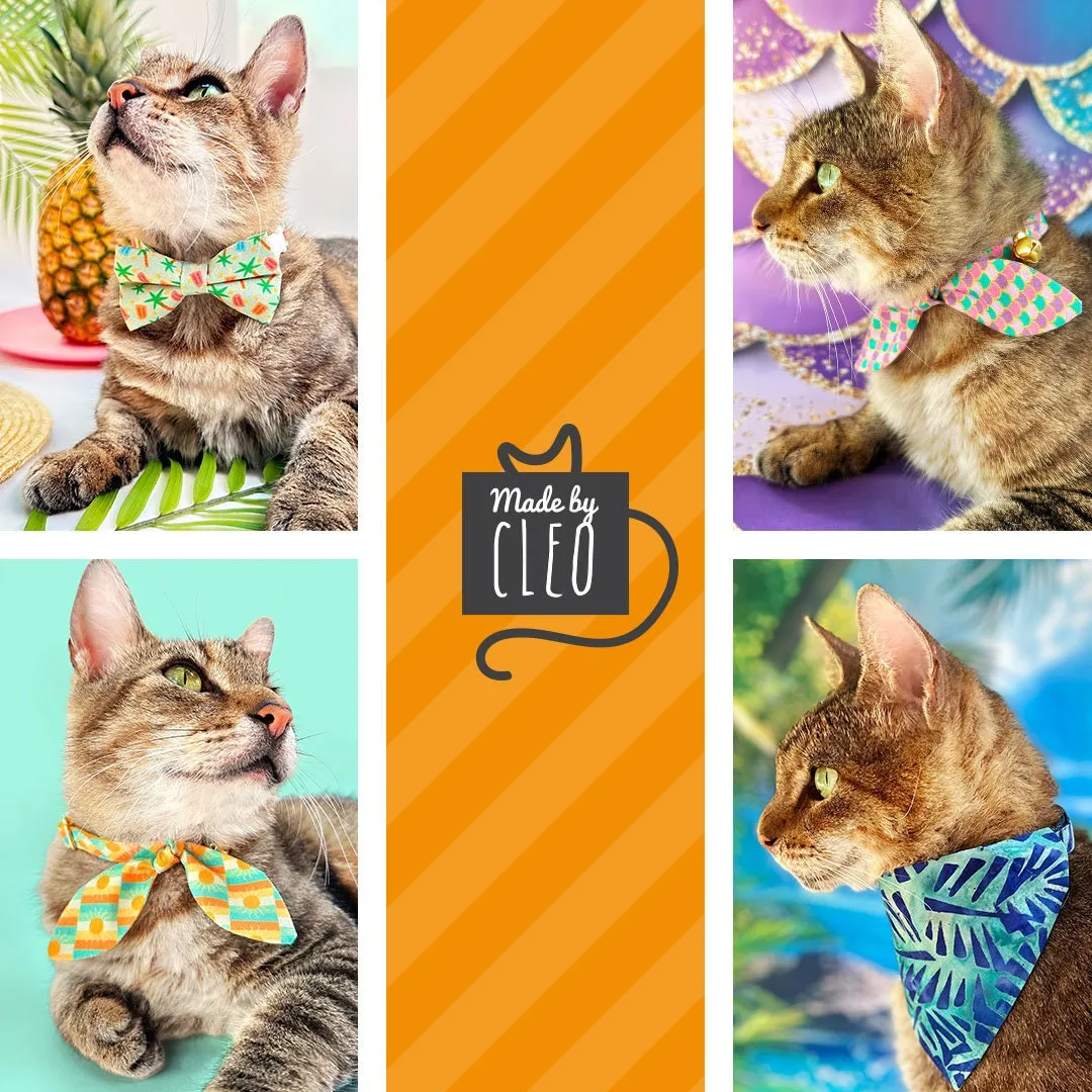 Fish Cat Bow Tie - "Koi Pond" - Goldfish Green Bow Tie for Cat / Asian, Japanese, Coi, Carp / Cat   Small Dog Bowtie