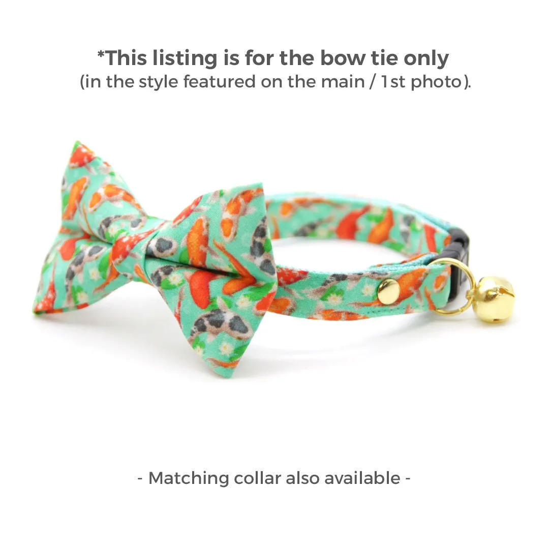 Fish Cat Bow Tie - "Koi Pond" - Goldfish Green Bow Tie for Cat / Asian, Japanese, Coi, Carp / Cat   Small Dog Bowtie