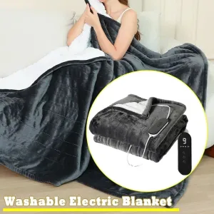 Flannel & Sheepskin Electric Blanket with 9 Heat Settings and Auto Shut-Off