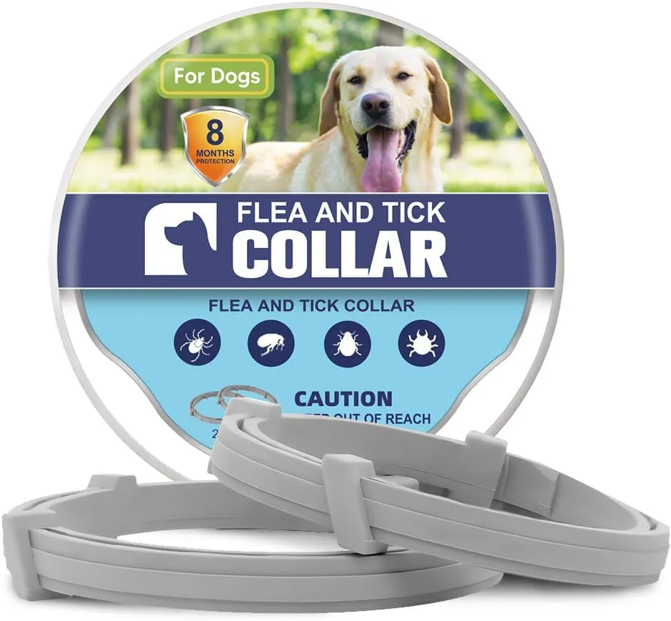 Flea Collar for Dogs, Flea & Tick Collar for Dogs, Tick Collars, 8 Months Protection, One Size Fits All 2-Pack