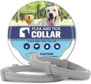Flea Collar for Dogs, Flea & Tick Collar for Dogs, Tick Collars, 8 Months Protection, One Size Fits All 2-Pack