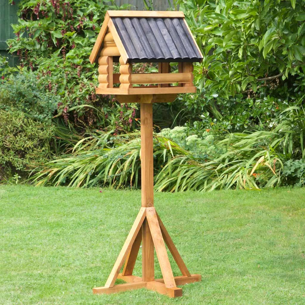 Fordwich Black Wild Garden Bird Table | Unique Log Lap Design | Delivered In Only 2 Parts