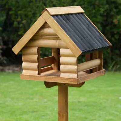 Fordwich Black Wild Garden Bird Table | Unique Log Lap Design | Delivered In Only 2 Parts