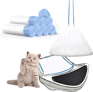 GEMLORD Cat Litter Box Liner Bags Replacement Compatible with Litter-Robot 3 and 4, Waste Drawer Liners Bags Thick Self-cleaning Cat Litter Box Liners with Drawstring 10-11 Gallons (80)