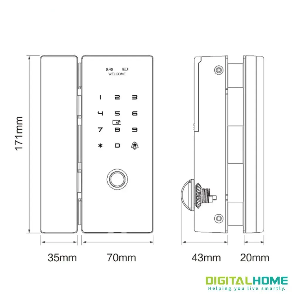 GL150 Smart Glass Door Lock with Fingerprint and Smartphone Access