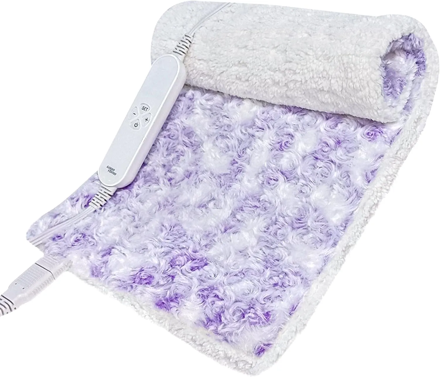 GOQOTOMO XL Electric Heating Pad for Back Pain Relief, 12 Heat Levels, Machine Washable, 12" x 24"Cute Plush Heat Pad, Holiday Gifts for Women, Heat Patch, Rose Tie-Dye - Purple & WhiteJMZ