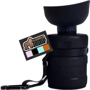 GORILLA GRIP Dog Water Bottle, Portable Water Bowl Dispenser for Dogs, 12 oz Leak Proof Pet Travel Squeeze Bottles, Food Grade Silicone, to Go Puppy Essentials, Hiking Camping Trip Accessories, Black