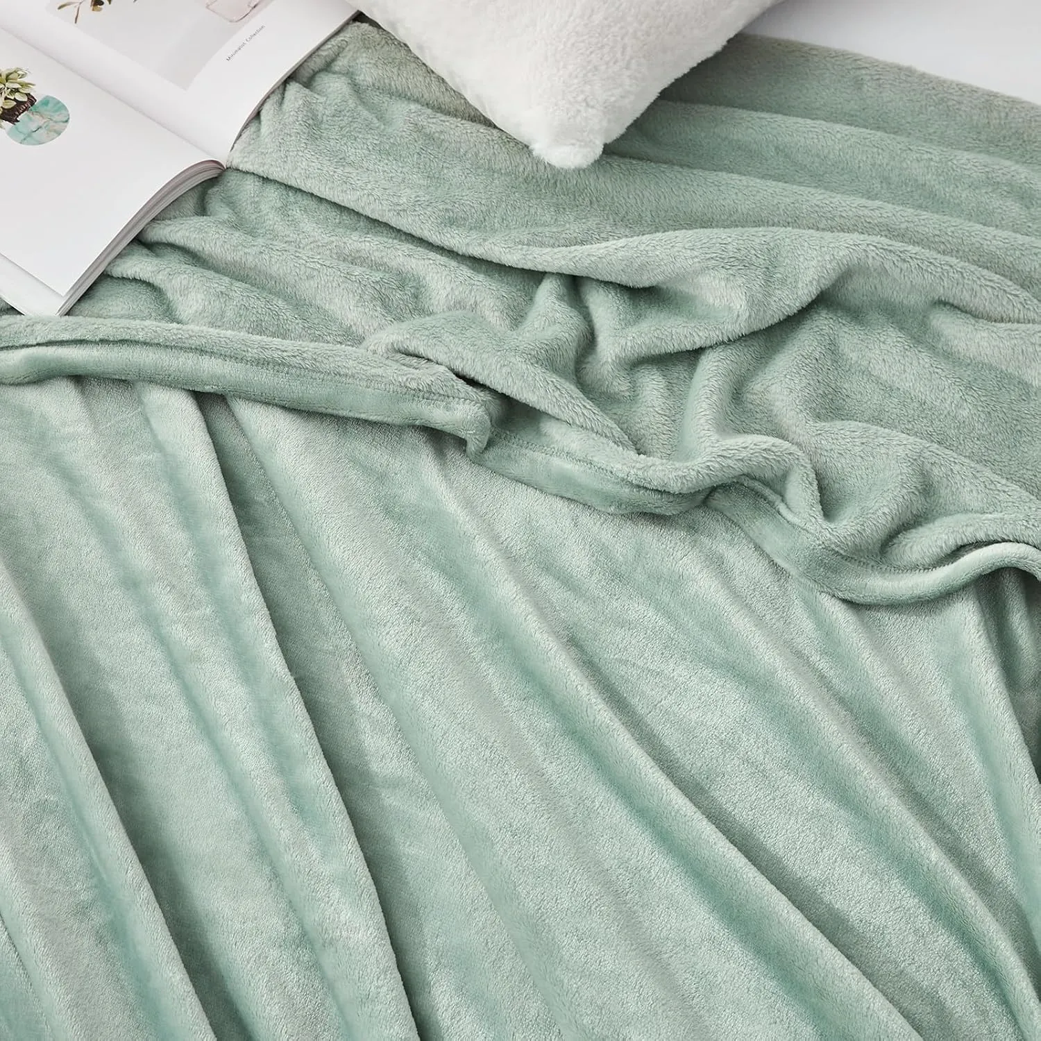 Hansleep Fleece Celadon Throw Blanket, Super Soft Flannel Fuzzy Plush Cozy Blanket for All Seasons, Celadon, Throw 50x60 Inches