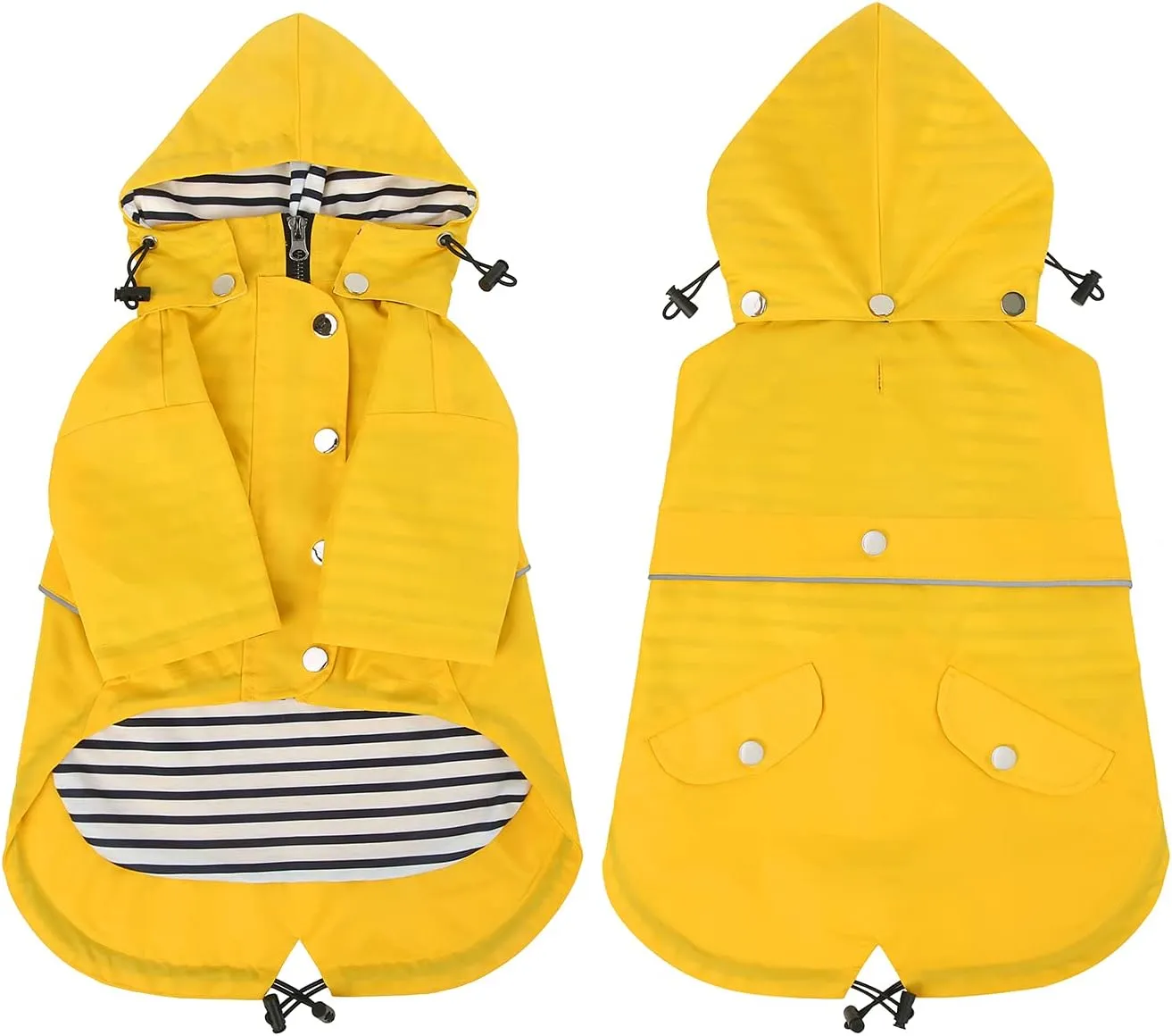 HDE Dog Raincoat Double Layer Zip Rain Jacket with Hood for Small to Large Dogs Yellow - 3XL