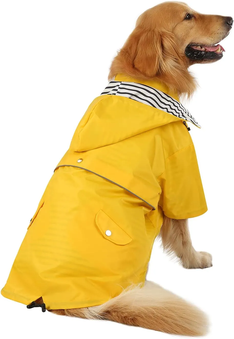 HDE Dog Raincoat Double Layer Zip Rain Jacket with Hood for Small to Large Dogs Yellow - 3XL