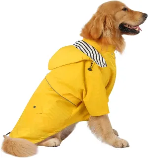 HDE Dog Raincoat Double Layer Zip Rain Jacket with Hood for Small to Large Dogs Yellow - 3XL