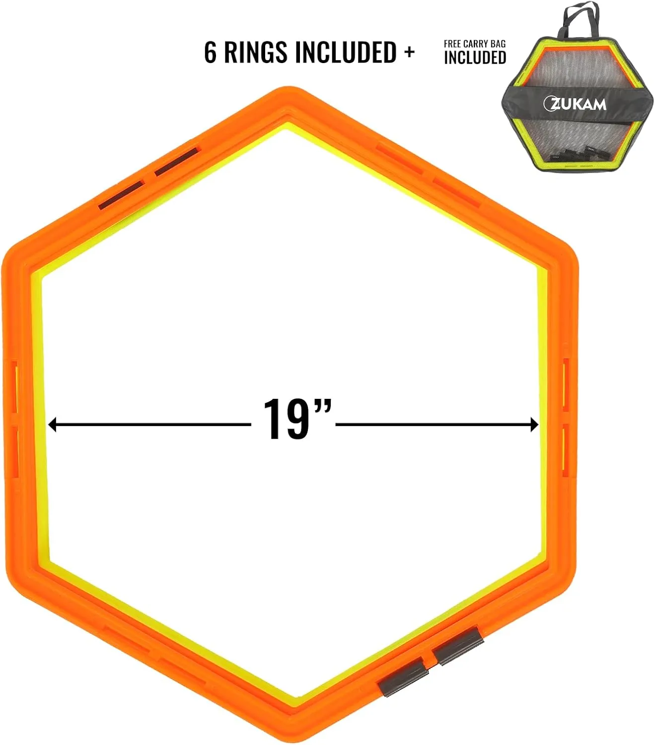 Hex Agility Rings for Speed Training & Agility Footwork Training Speed Hurdles Ladder with Carrying Bag (6 Rings)