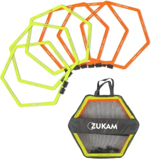 Hex Agility Rings for Speed Training & Agility Footwork Training Speed Hurdles Ladder with Carrying Bag (6 Rings)
