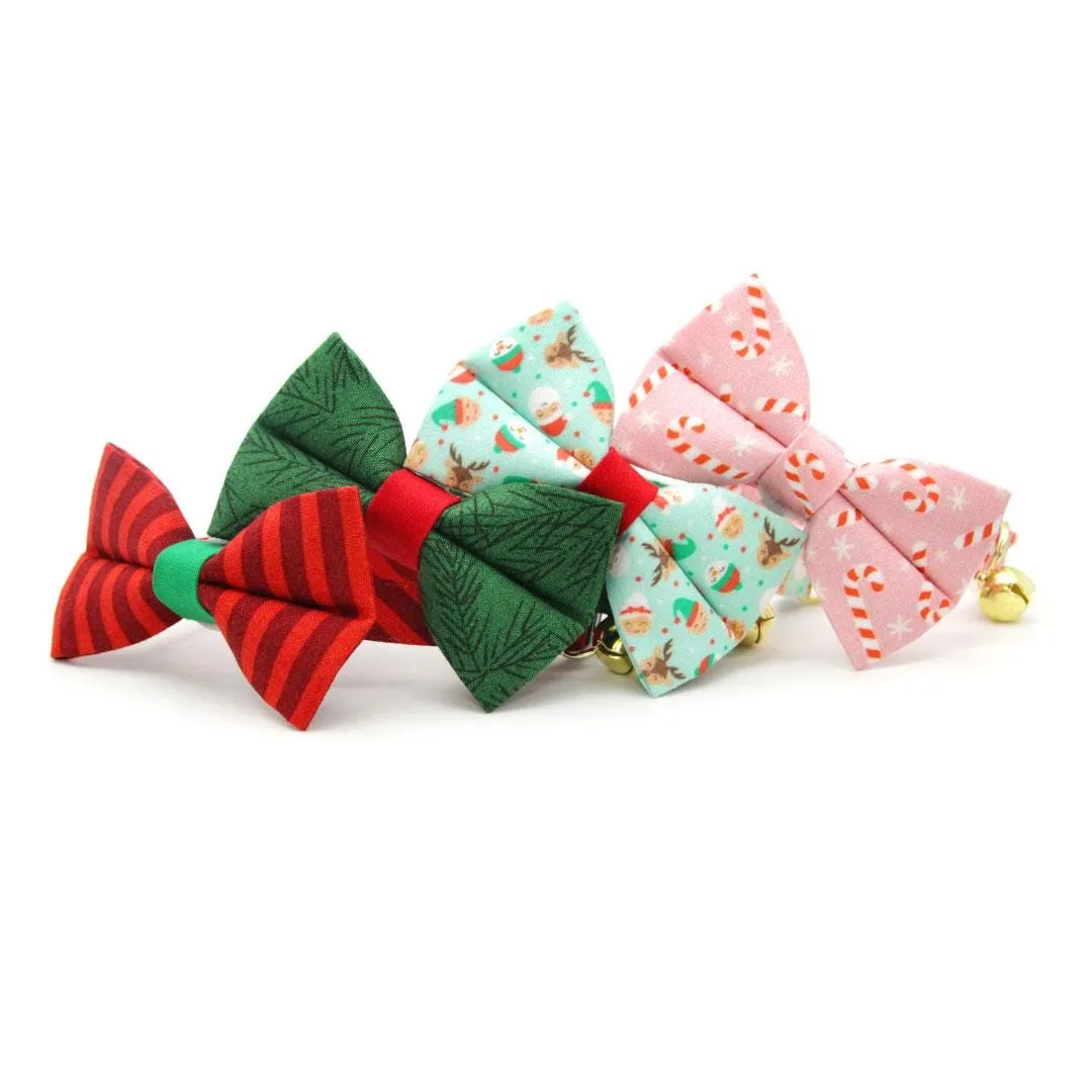 Holiday Cat Bow Tie - "Dear Santa" - Mint Christmas Santa Bow Tie for Cat / Elf, Elves, Reindeer, Snowman / Cat   Small Dog Bowtie