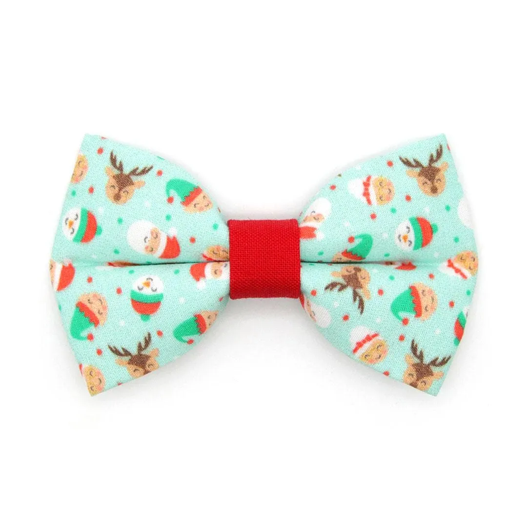 Holiday Cat Bow Tie - "Dear Santa" - Mint Christmas Santa Bow Tie for Cat / Elf, Elves, Reindeer, Snowman / Cat   Small Dog Bowtie