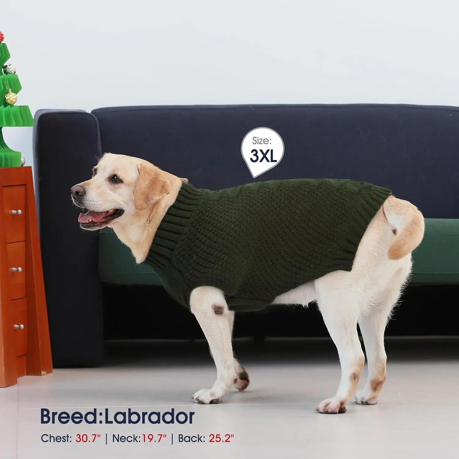 IECOii Dog Sweater,Dog Sweaters for Medium Dogs Girl and Boy,Thermal Knitted Dog Christmas Sweater for Cold Weather,Small Medium Dog Sweaters for Christmas Outfits,Pug,Dachshund Sweaters,Army-Green-M