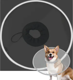 KUDES Cat Dogs Cone E Collar with Low Noise Fasteners Glow in The Dark, Transparent Cat Recovery Collar, Licking and Scratching Free Cone, Extra Soft Small Medium Dog Pet Surgery Collar