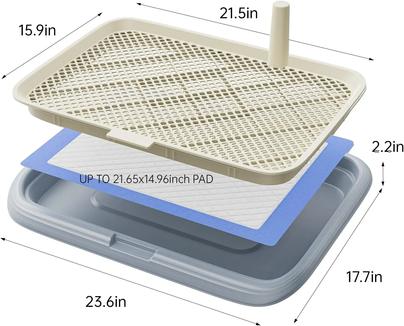 Large 23.6"x17.7" Dog Potty Tray, Indoor Pet Pee Pad Holder with Mesh Floor,Bathroom Dog Litter Box, Pet Toilet (Green)