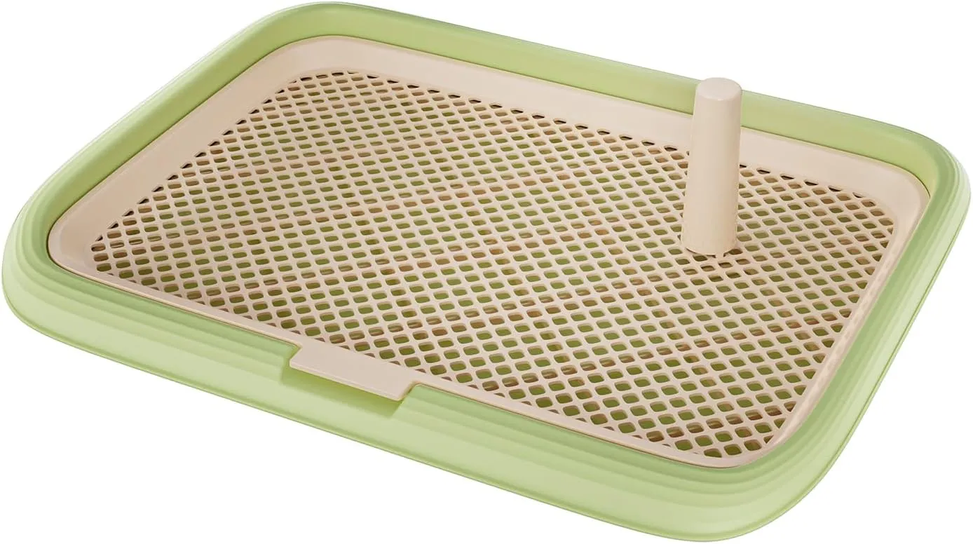 Large 23.6"x17.7" Dog Potty Tray, Indoor Pet Pee Pad Holder with Mesh Floor,Bathroom Dog Litter Box, Pet Toilet (Green)