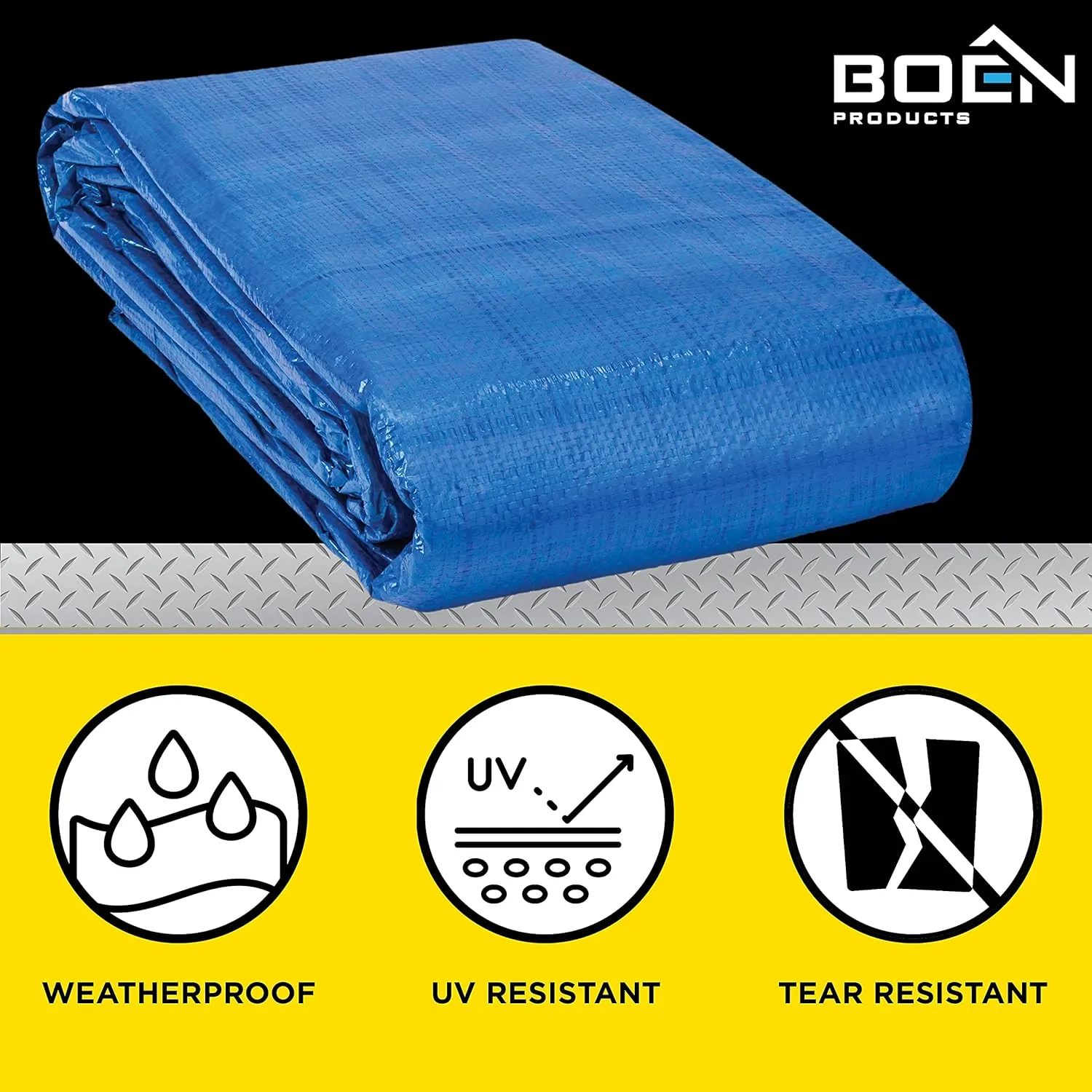 Multi-Purpose Large Tarp Waterproof Cover | Blue, 8' x 10' 5 Mil Thick | Rip Proof Tarps | Thick Weave Material, UV Resistant Great for Tarpaulin Canopy Tent, Boat, RV or Pool Cover