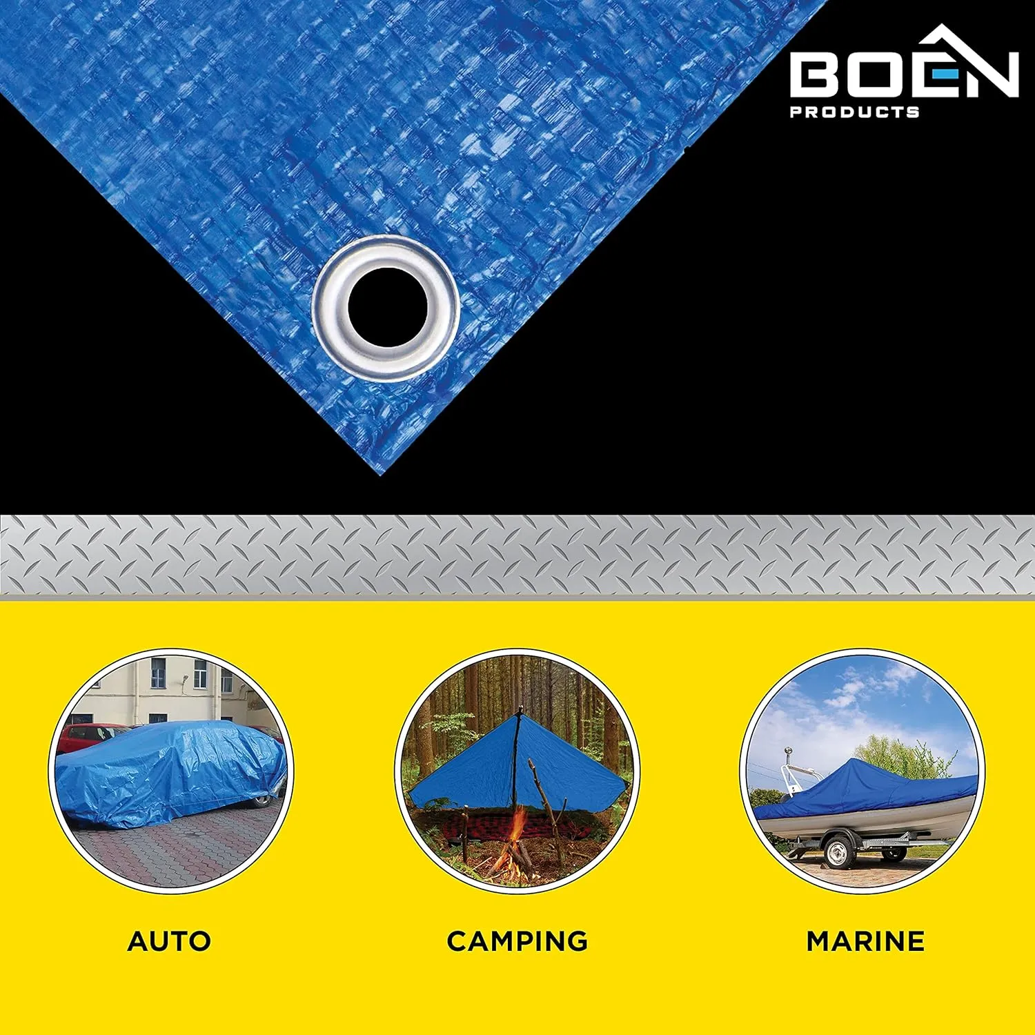 Multi-Purpose Large Tarp Waterproof Cover | Blue, 8' x 10' 5 Mil Thick | Rip Proof Tarps | Thick Weave Material, UV Resistant Great for Tarpaulin Canopy Tent, Boat, RV or Pool Cover