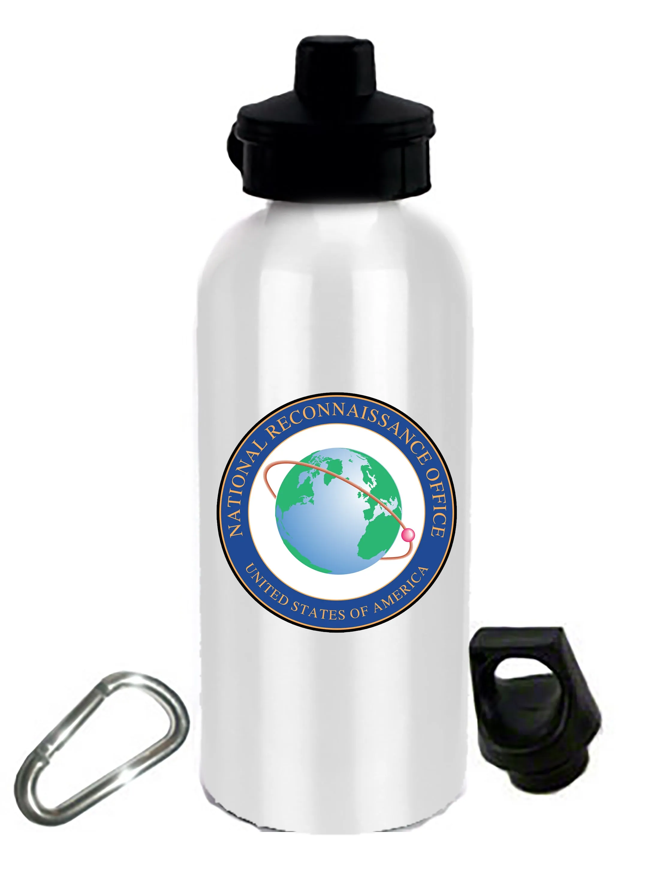 Multiple Designs - 20 oz Stainless Steel Water Bottle with Stem/Straw Top and Spare Lid with Carabiner.