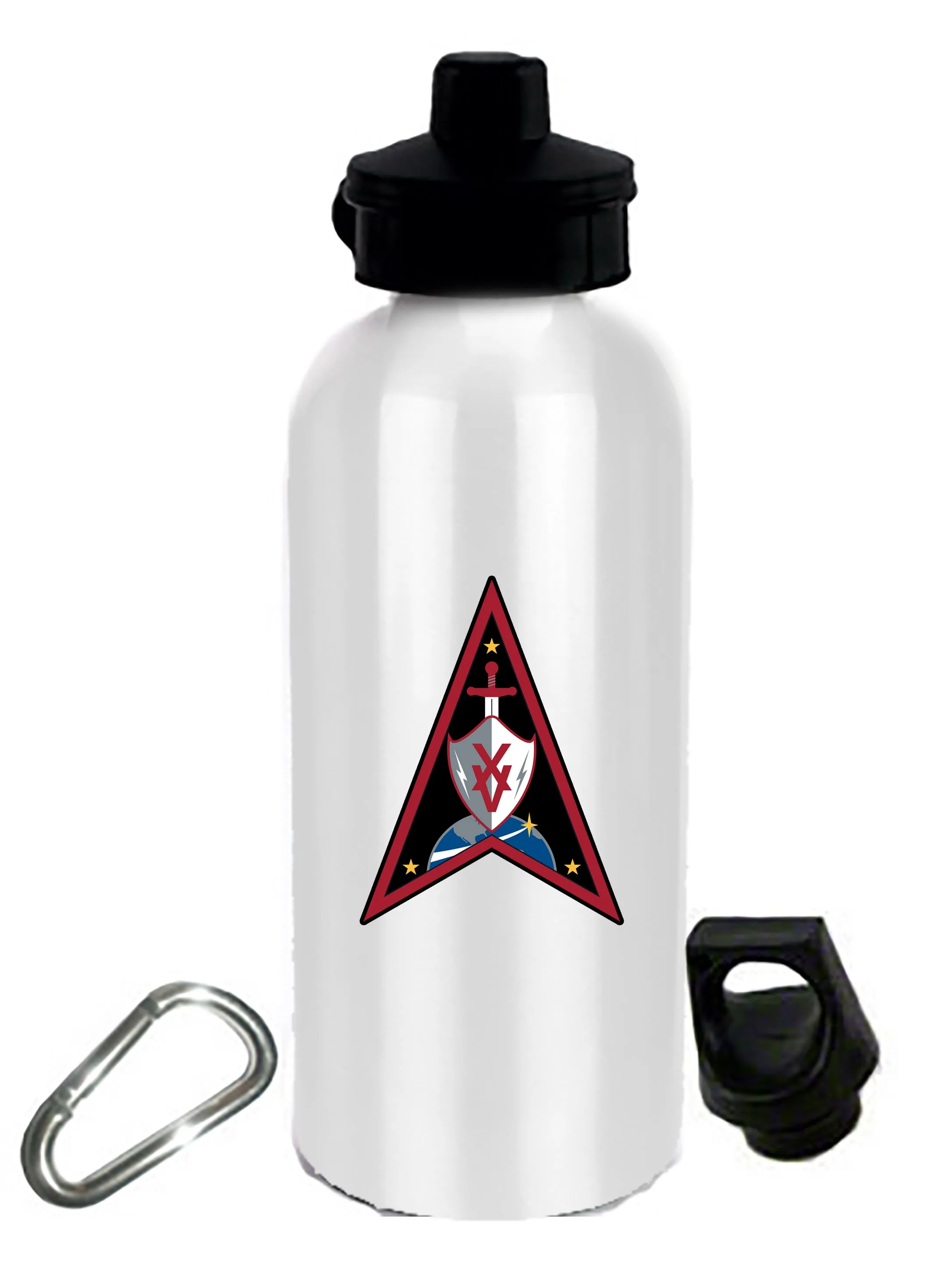 Multiple Designs - 20 oz Stainless Steel Water Bottle with Stem/Straw Top and Spare Lid with Carabiner.