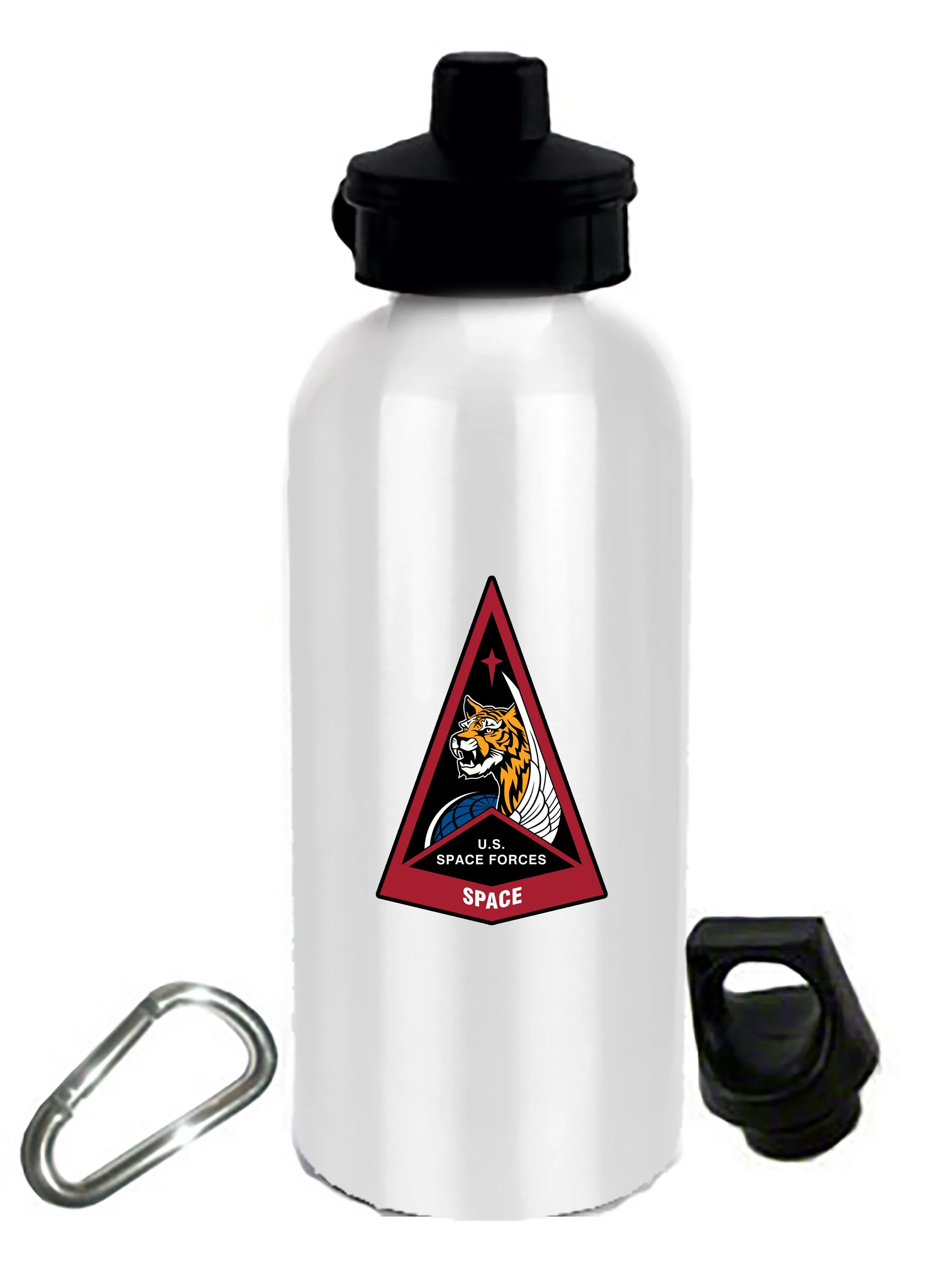 Multiple Designs - 20 oz Stainless Steel Water Bottle with Stem/Straw Top and Spare Lid with Carabiner.