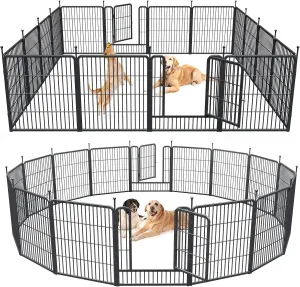 Musen Dog Playpen Indoor Outdoor, 16 Panels Dog Pen 32" Height Dog Fence Exercise with Doors for Large/Medium/Small Dogs, Portable Pet Playpen for Yard RV Camping, Hammer Paint Finish (Patent Pending)
