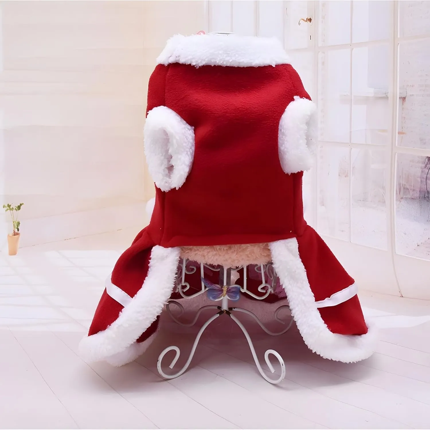 NACOCO Dog Christmas Dress Pet Red Skirt Dog Santa Suit Dog Warm Hoodies Puppy Cat Apparel Winter(M)