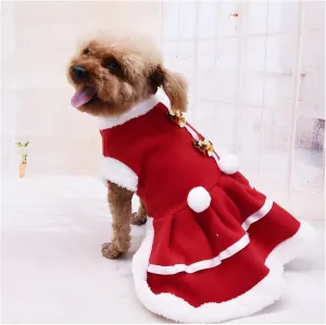 NACOCO Dog Christmas Dress Pet Red Skirt Dog Santa Suit Dog Warm Hoodies Puppy Cat Apparel Winter(M)