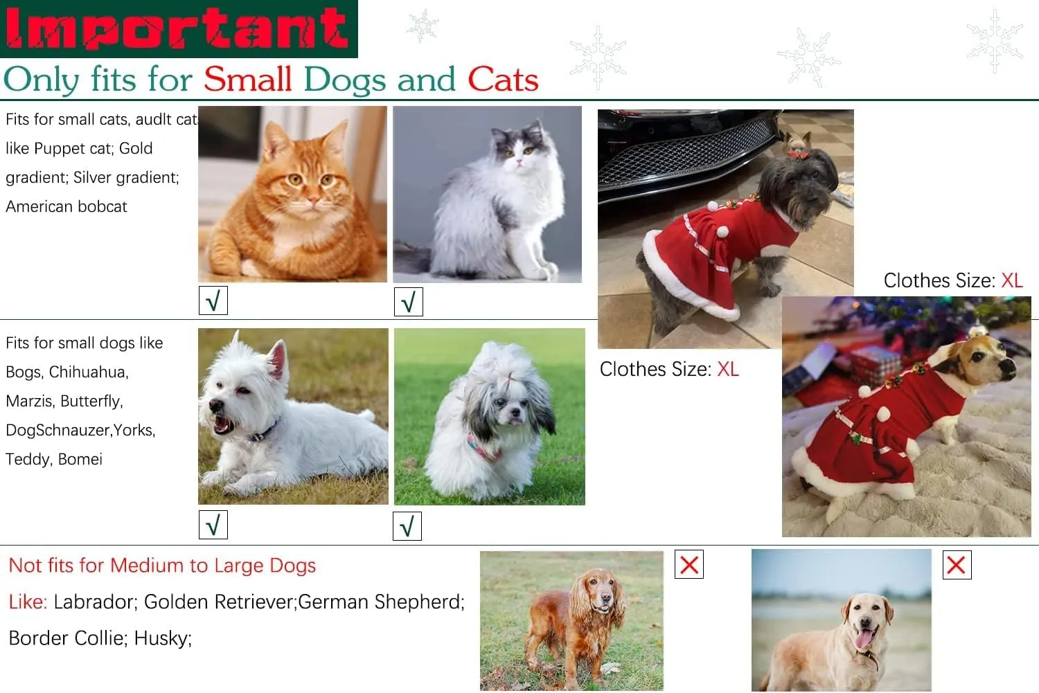 NACOCO Dog Christmas Dress Pet Red Skirt Dog Santa Suit Dog Warm Hoodies Puppy Cat Apparel Winter(M)