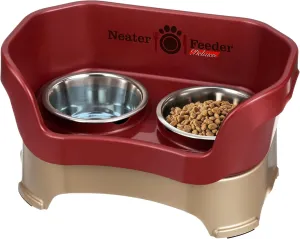 Neater Feeder Deluxe Mess Proof Dog Bowls Elevated Medium Sized Dog Breed  Made in USA  No Spill Raised Dog Food Bowl Stand  Stainless Steel Food and Water Bowl Set, Pet Feeding Station, Cranberry