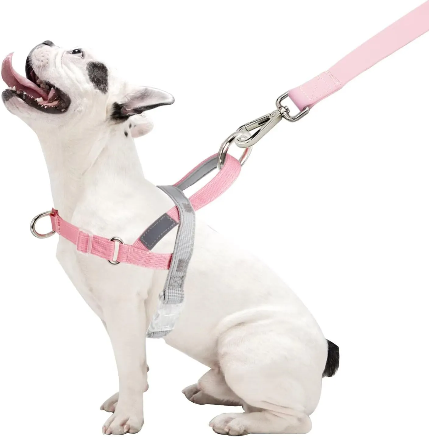 No Pull Dog Harness, Easy Walk Dog Harness,Freedom No Pull Dog Harness for Small Medium Dogs, Neck&Chest Adjustable, Soft Padded & Reflective Strip Escape Proof Dog Harness(Pink,S)