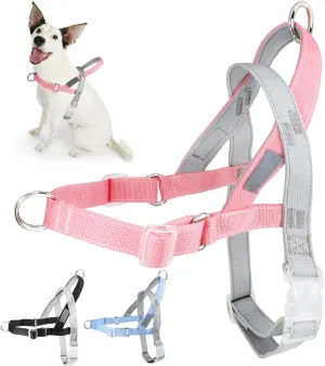 No Pull Dog Harness, Easy Walk Dog Harness,Freedom No Pull Dog Harness for Small Medium Dogs, Neck&Chest Adjustable, Soft Padded & Reflective Strip Escape Proof Dog Harness(Pink,S)