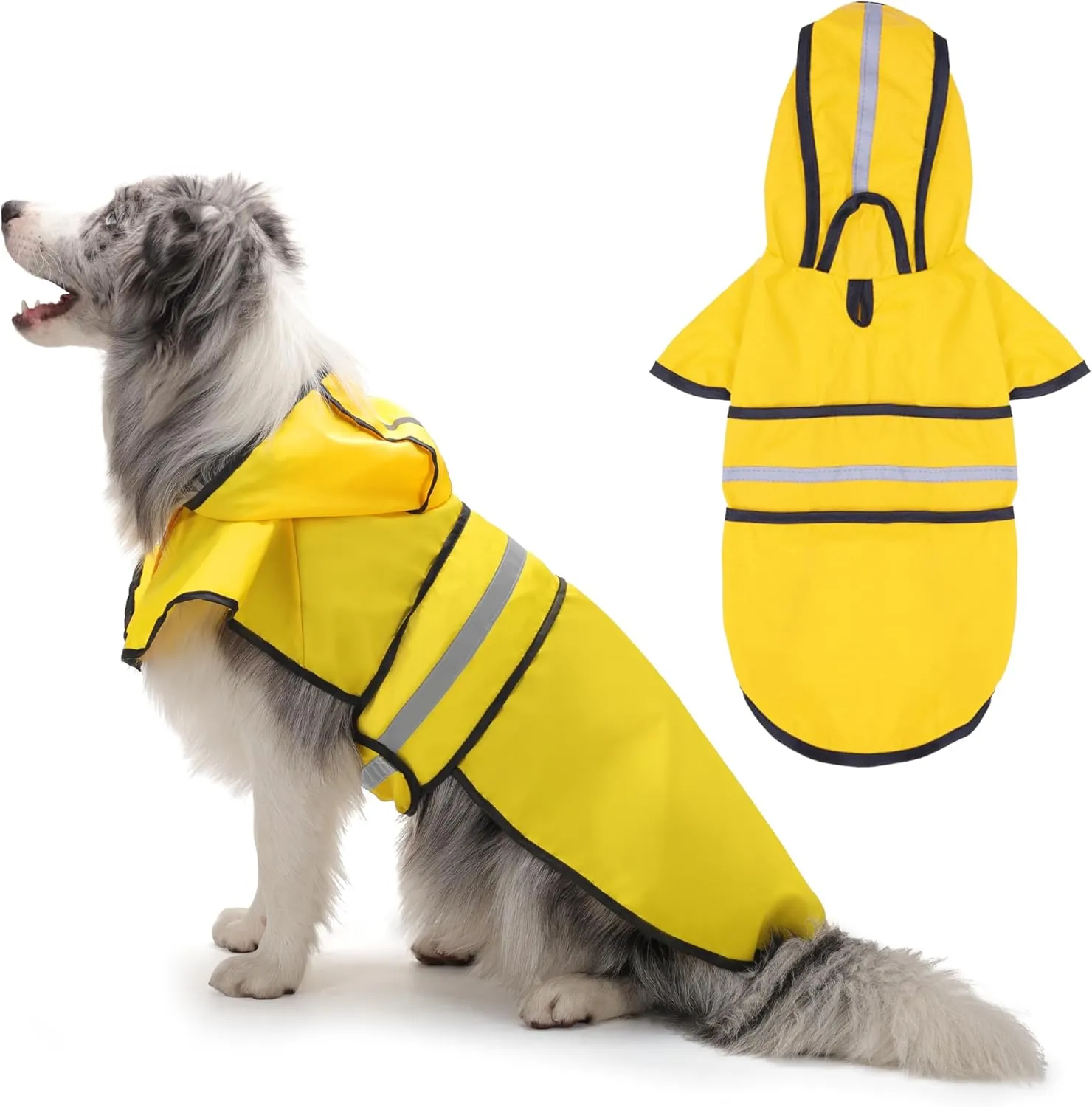 Paiaite Dog Raincoat: Hooded Slicker Poncho, Durable Waterproof Jacket with Reflective Stripes, Convenient Leash Hole, and Adjustable Fit, Perfect for Small, Medium, and Large Dogs Yellow XL