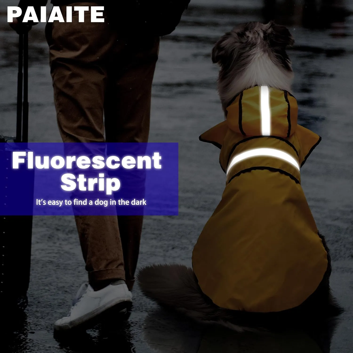 Paiaite Dog Raincoat: Hooded Slicker Poncho, Durable Waterproof Jacket with Reflective Stripes, Convenient Leash Hole, and Adjustable Fit, Perfect for Small, Medium, and Large Dogs Yellow XL