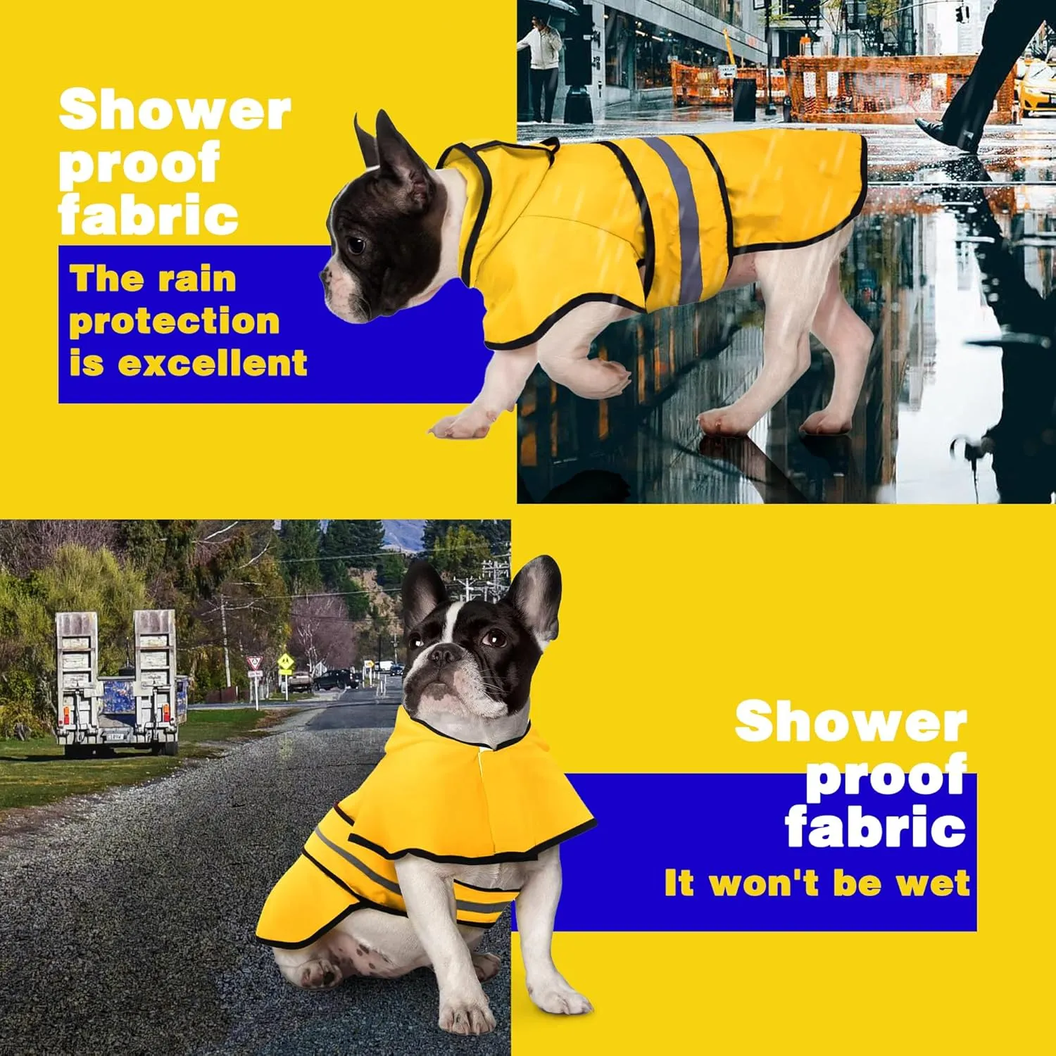 Paiaite Dog Raincoat: Hooded Slicker Poncho, Durable Waterproof Jacket with Reflective Stripes, Convenient Leash Hole, and Adjustable Fit, Perfect for Small, Medium, and Large Dogs Yellow XL