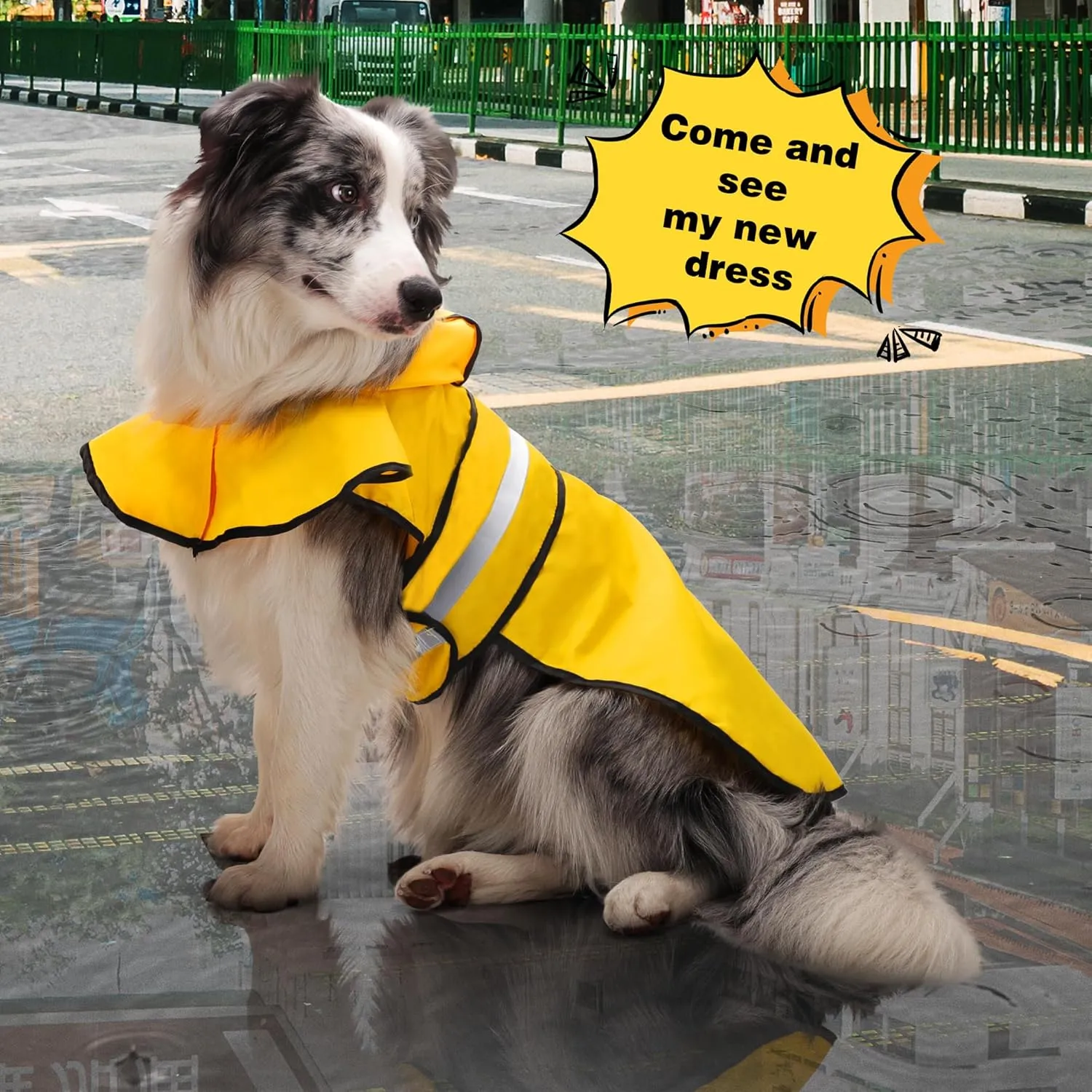Paiaite Dog Raincoat: Hooded Slicker Poncho, Durable Waterproof Jacket with Reflective Stripes, Convenient Leash Hole, and Adjustable Fit, Perfect for Small, Medium, and Large Dogs Yellow XL