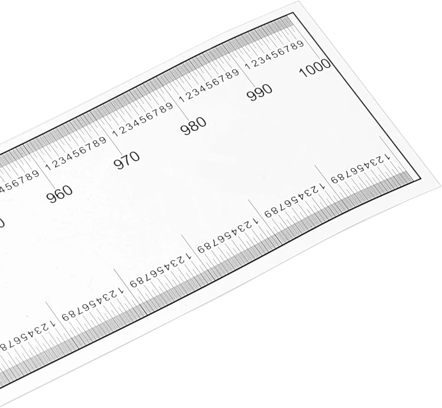 PATIKIL Film Flexible Ruler 100cm 0.1mm Scale with R Angle and Width Lines Clear PET Plastic Soft Folding Straight Ruler for Factory, Transparent, 2 Pcs
