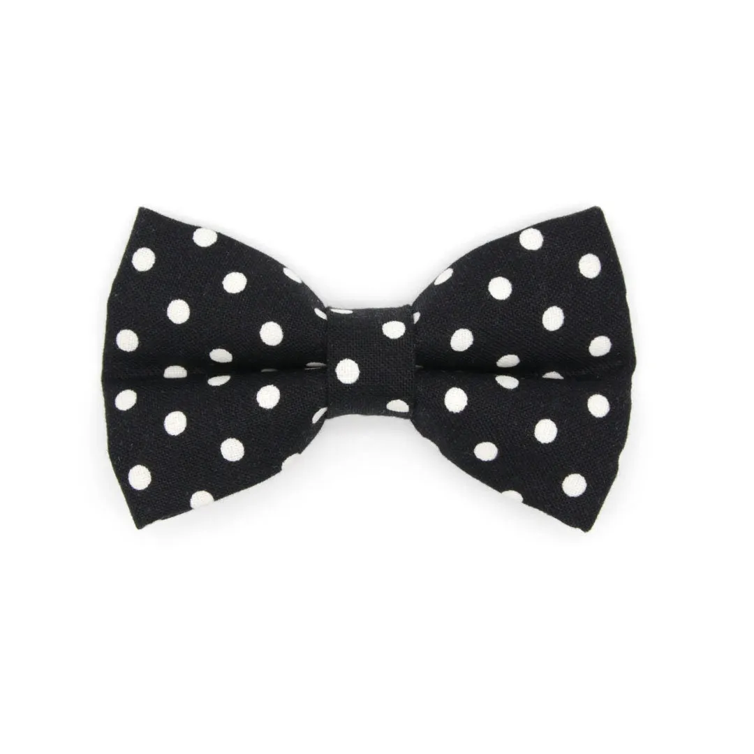 Pet Bow Tie - "Polka Dot - Black" - Glow In the Dark Black Cat Bow Tie / Wedding, Birthday, Party, Black Tie, New Year's / For Cats   Small Dogs (One Size)
