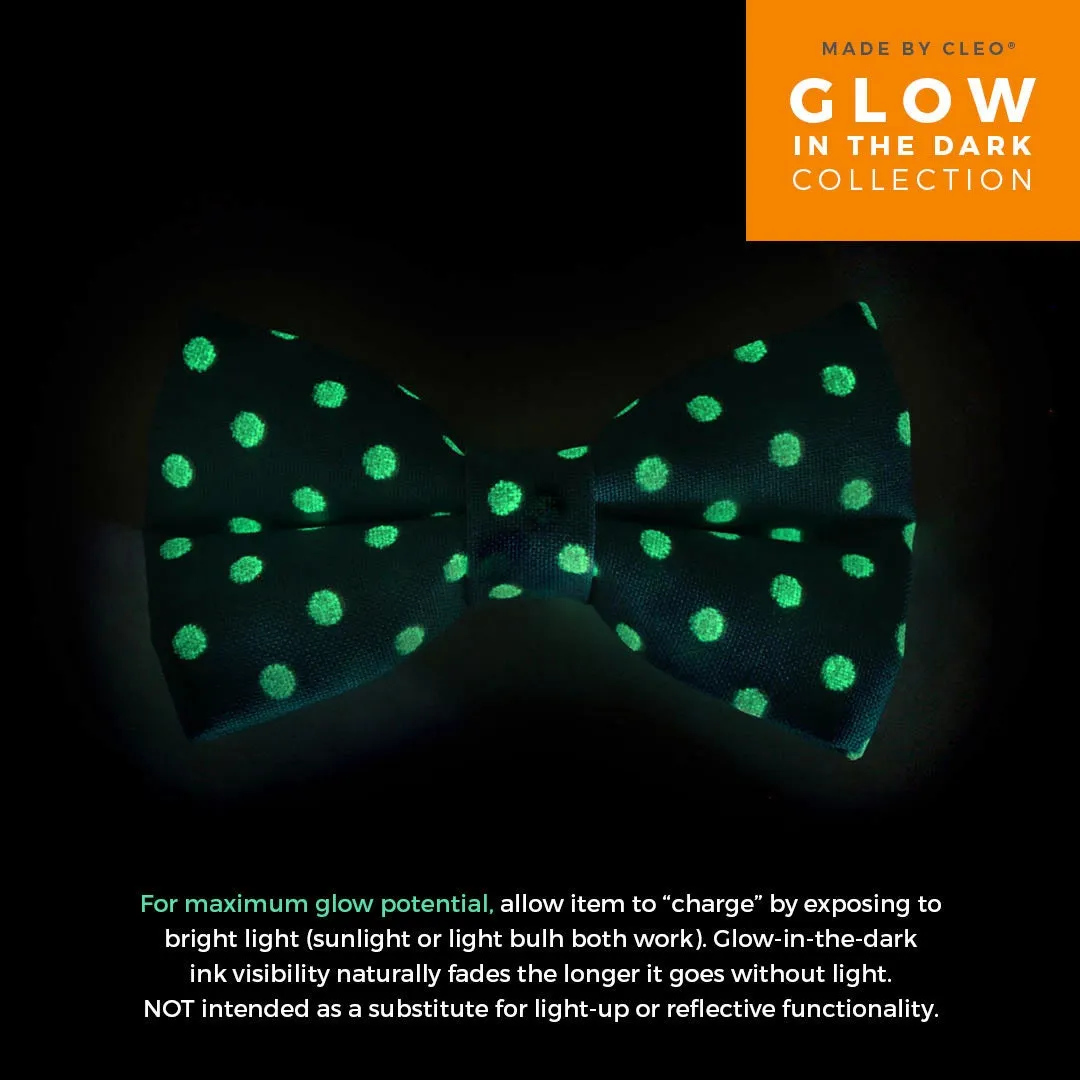Pet Bow Tie - "Polka Dot - Green" - Glow In the Dark Green Cat Bow Tie / Wedding, Birthday, St. Patrick's Day / For Cats   Small Dogs (One Size)