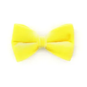 Pet Bow Tie - "Velvet - Lemon Yellow" - Light Yellow Velvet Bow Tie for Cat / For Cats   Small Dogs (One Size)