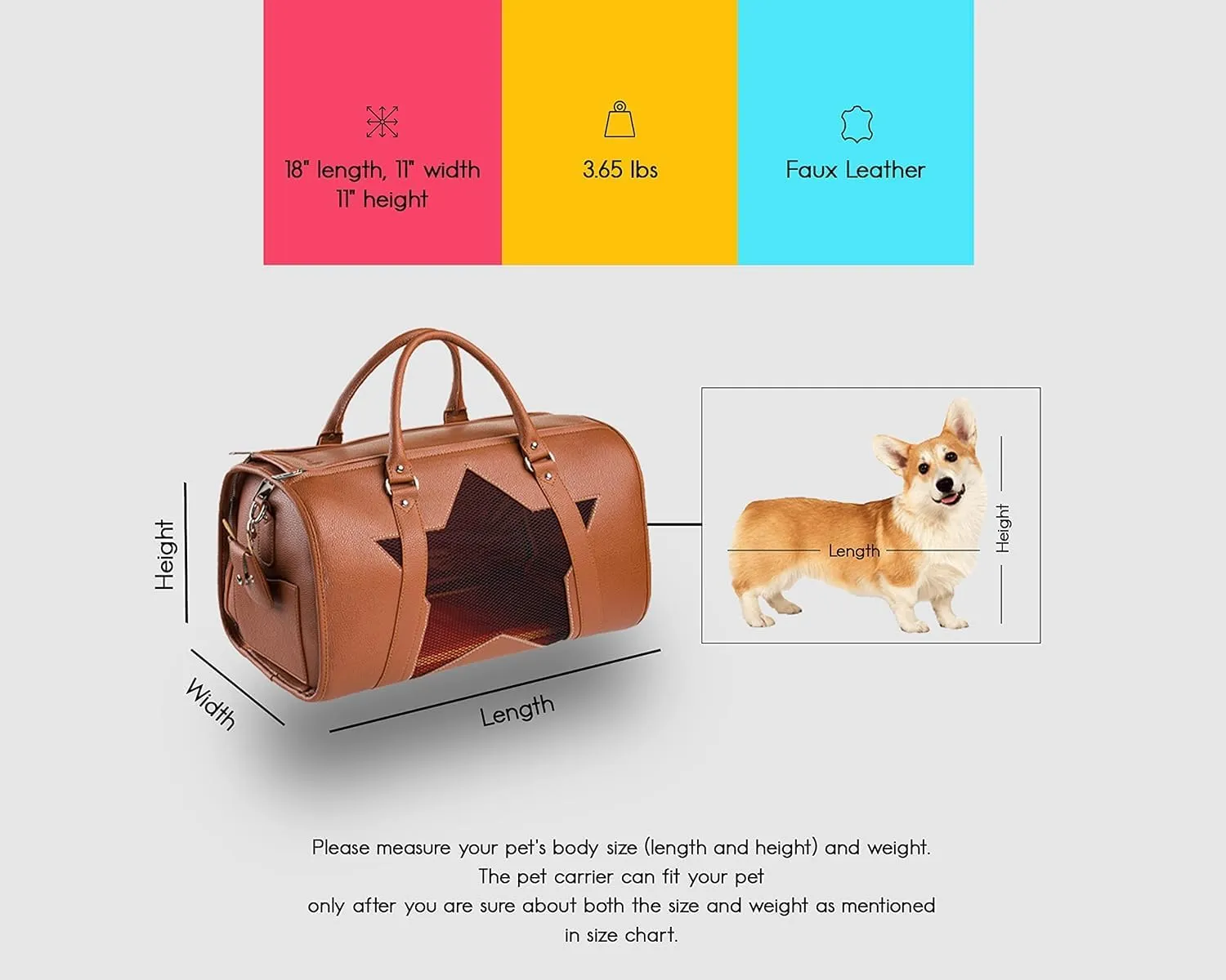 Pet Carrier Dog Cat Puppies Carrier Pet TSA Airline Approved Luxury Faux Leather Carrier Breathable Gift Box Collapsible Travel (Black)