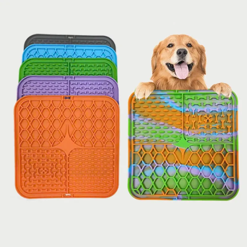 Pet Plate Lick Mat for Dogs Pet Slow Food Plate Dog Bathing Distraction Silicone Mat Dog Sucker Food Training Dog Feeding Supplies